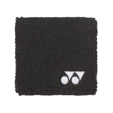 A Yonex AC493 Wristband in black featuring the brand's white logo in the bottom right corner. The fabric feels soft and textured, ensuring you stay cool and dry.