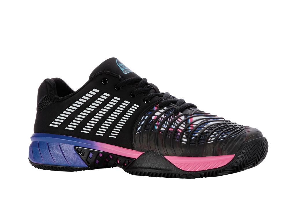 K-Swiss Express Light 3 HB Indoor Court Mens Tennis Shoes - Black / Blue / Pink - Front Right