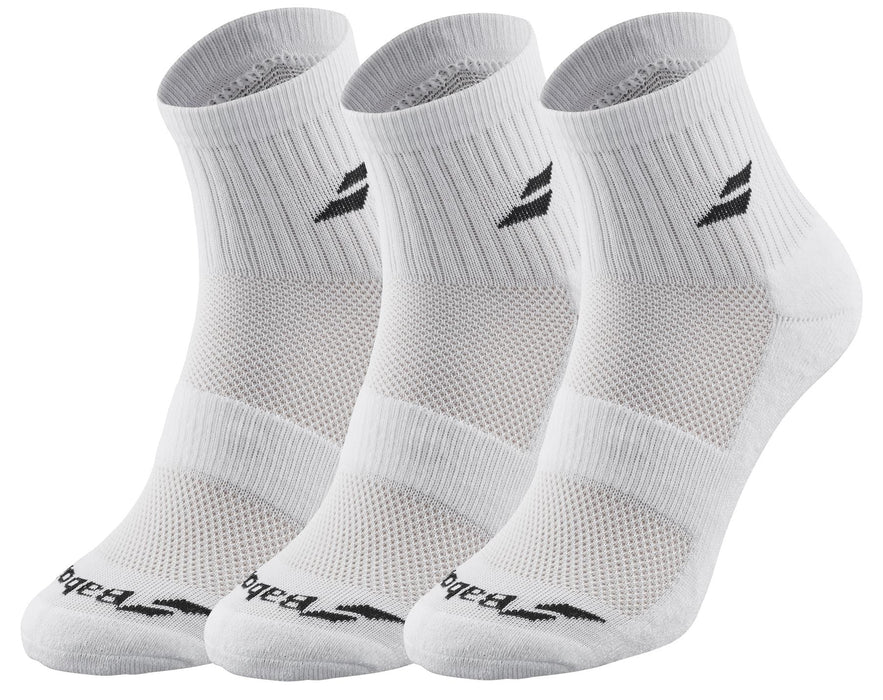 Babolat Quarter 3 Pack Tennis Socks - White