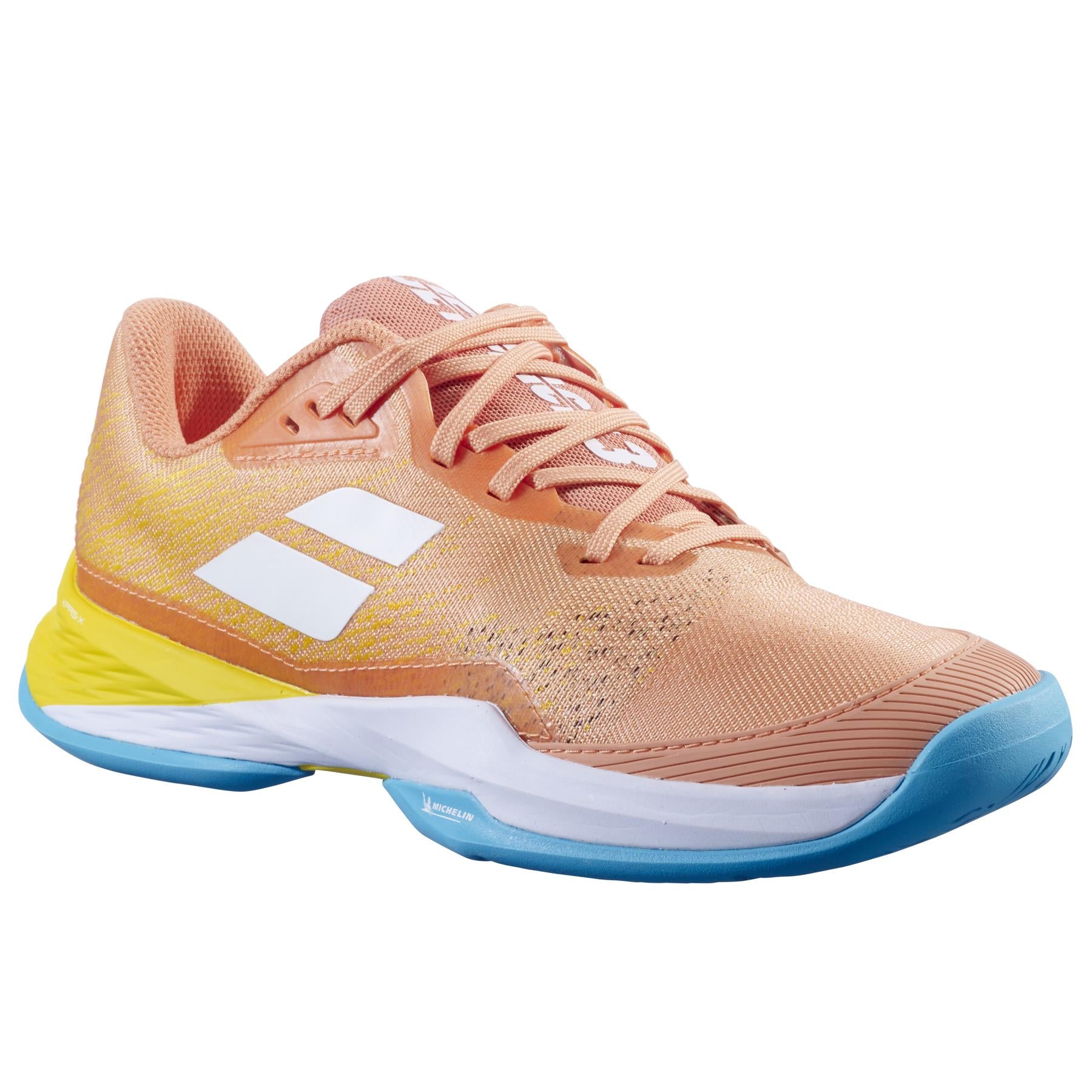 Babolat Jet Mach 3 2024 Womens Tennis Shoes - Coral / Gold Fusion - Front Right