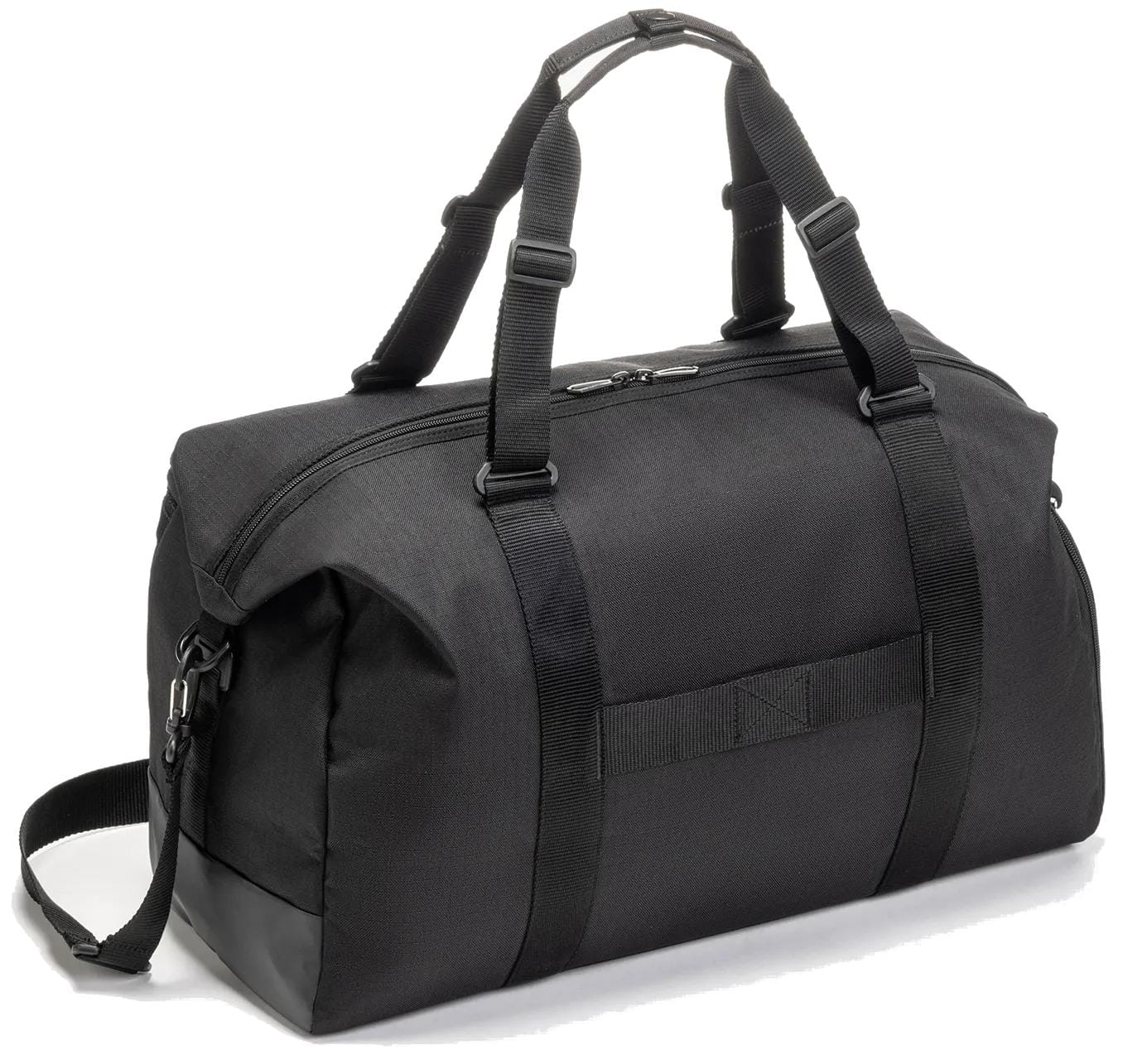 The Yonex BA72611EX Gearlogic Tennis Boston Bag in black features a zippered main compartment, two short handles, and an adjustable shoulder strap. The bag appears plain with no visible logo or design.