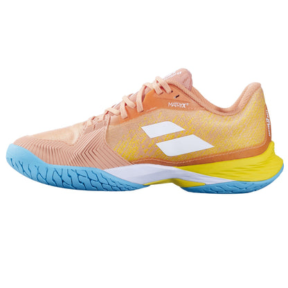Babolat Jet Mach 3 2024 Womens Tennis Shoes - Coral / Gold Fusion - Left