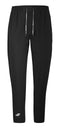 Babolat Play Men's Tennis Pants in black feature an elastic waistband with drawstrings and are crafted from Fiber Dry fabric for a tapered fit, making them ideal for sports or casual wear. These pants integrate Babolat Play technology and display a small white Babolat logo near the bottom of the right leg.