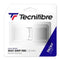 Introducing the Tecnifibre Wax Feel Replacement Tennis Grip - White, featuring innovative Wax Grip technology. This 1.8 mm thick wax resin grip is designed to provide the superior tackiness that tennis players demand. The packaging showcases a predominantly white design accented by bold blue highlights and branding from Tecnifibre.