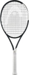 The HEAD Speed MP UL 2026 Tennis Racket by HEAD, in black and white with a white grip and Hy-Bor technology, is shown vertically against a plain white background.