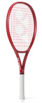 The Yonex VCORE 26 Junior Ruby Red 2026 Tennis Racket features a white grip, red and white string pattern, isometric technology, and the Yonex logo on the throat.