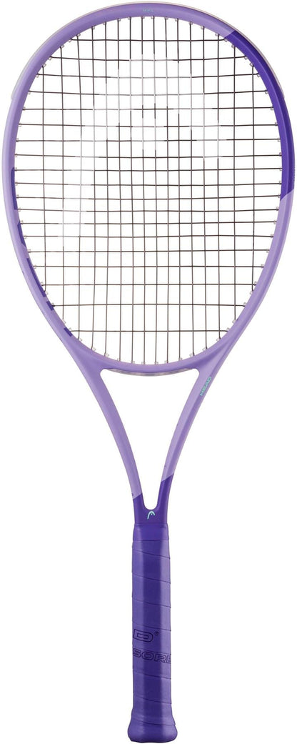 The HEAD Boom MP L Alternate 2026 Tennis Racket by HEAD, featuring a purple frame and black grip, designed for power and touch, is displayed on a white background.