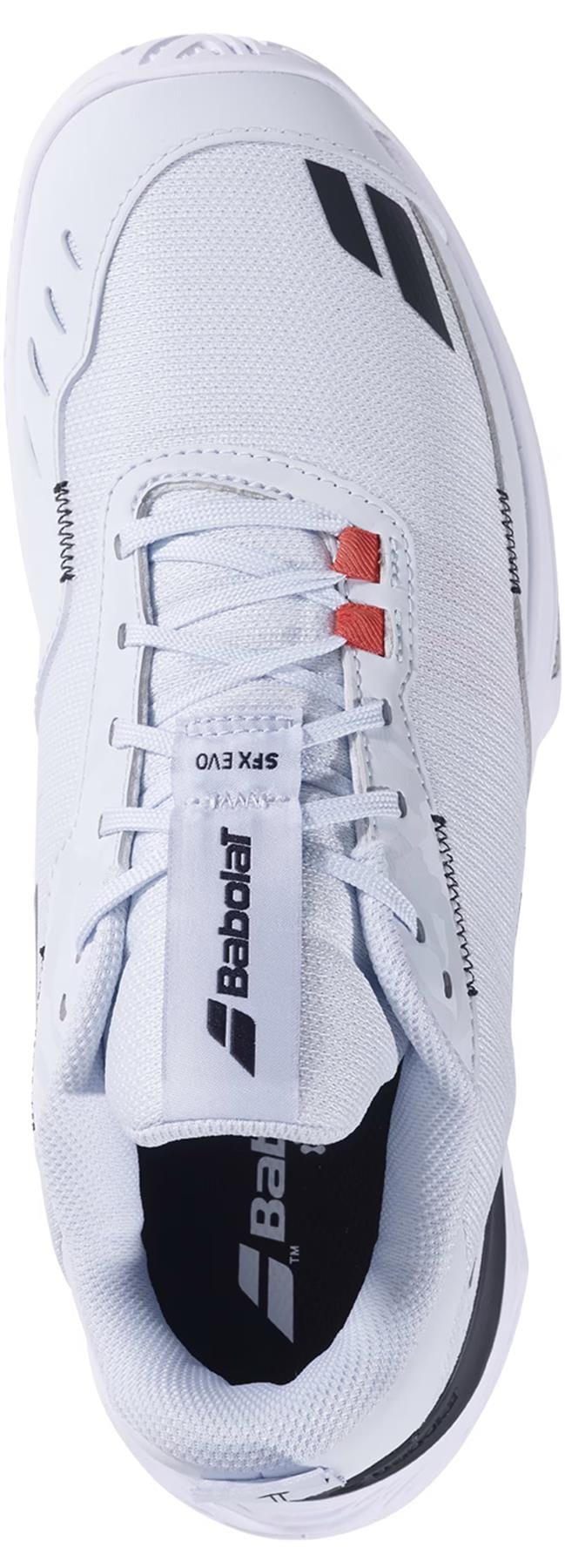 The Babolat SFX EVO All Court Men's Tennis Shoe in Illusion Blue/Black, made with breathable mesh and signature logo details, is designed by Babolat to enhance your tennis footwork and performance on any court.