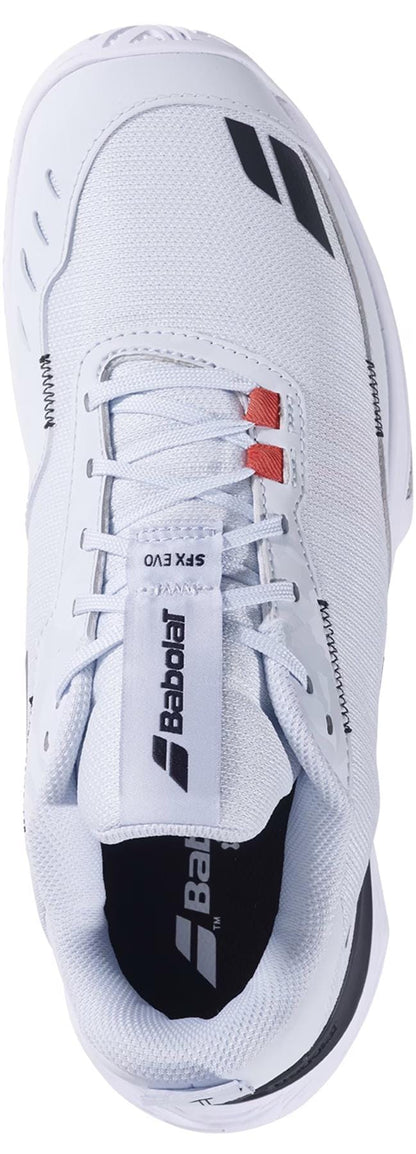 The Babolat SFX EVO All Court Men's Tennis Shoe in Illusion Blue/Black, made with breathable mesh and signature logo details, is designed by Babolat to enhance your tennis footwork and performance on any court.