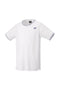 The Yonex 10561 Men's Tennis T-Shirt in white is engineered for optimal performance, featuring short sleeves and elegant purple accents at the cuffs and collar. Its moisture-wicking material offers maximum comfort, complemented by a discreet purple logo on the left chest, making it perfect for any tournament setting.