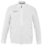 Introducing the Babolat Play Men's Tennis Jacket in White: This stylish piece from Babolat boasts a high collar and full-length zipper. Crafted from recycled polyester, it displays subtle logos on the chest and side. Designed with Fiber Dry technology for maximum comfort, it also features zippered side pockets for added convenience.