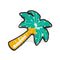 A playful palm tree illustration, inspired by the Babolat Loony Damp Tennis Dampener - Palm Tree from Babolat, features a yellow trunk and green leaves outlined in black on a white background.