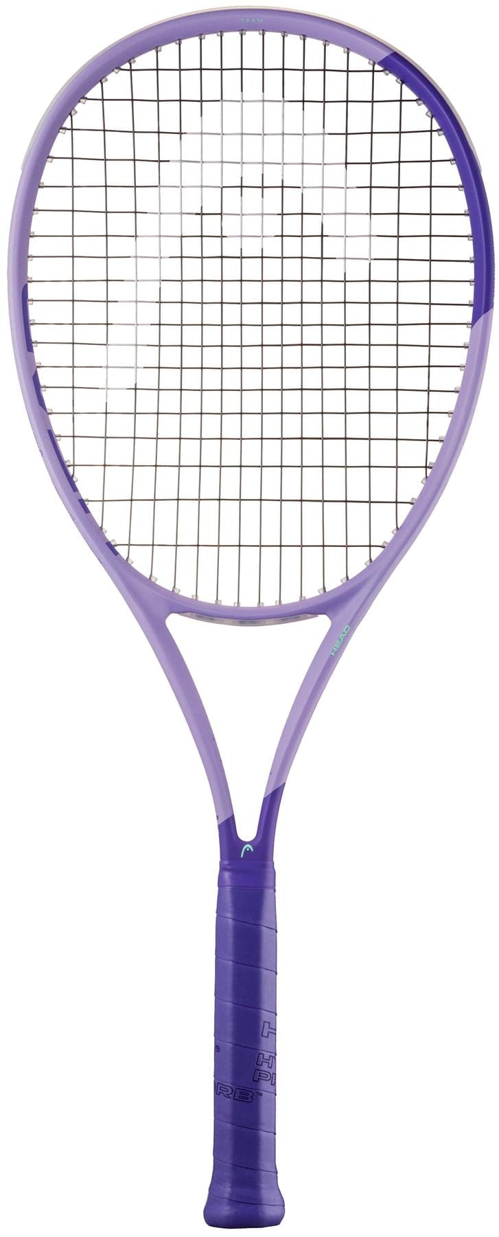 The HEAD Boom Jr Alternate 2026 Junior Tennis Racket by HEAD is shown in purple with a black grip, white strings, a rounded frame, and Hy-Bor technology against a plain white background.