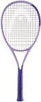 The HEAD Boom Jr Alternate 2026 Junior Tennis Racket by HEAD is shown in purple with a black grip, white strings, a rounded frame, and Hy-Bor technology against a plain white background.