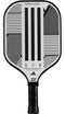 The adidas Match Light 3.3 Pickleball Paddle - White features a black handle, white face with bold black geometric lines, "MATCH LIGHT" at the top, and "USA PICKLEBALL APPROVED" at the bottom—ideal for beginner-level players.