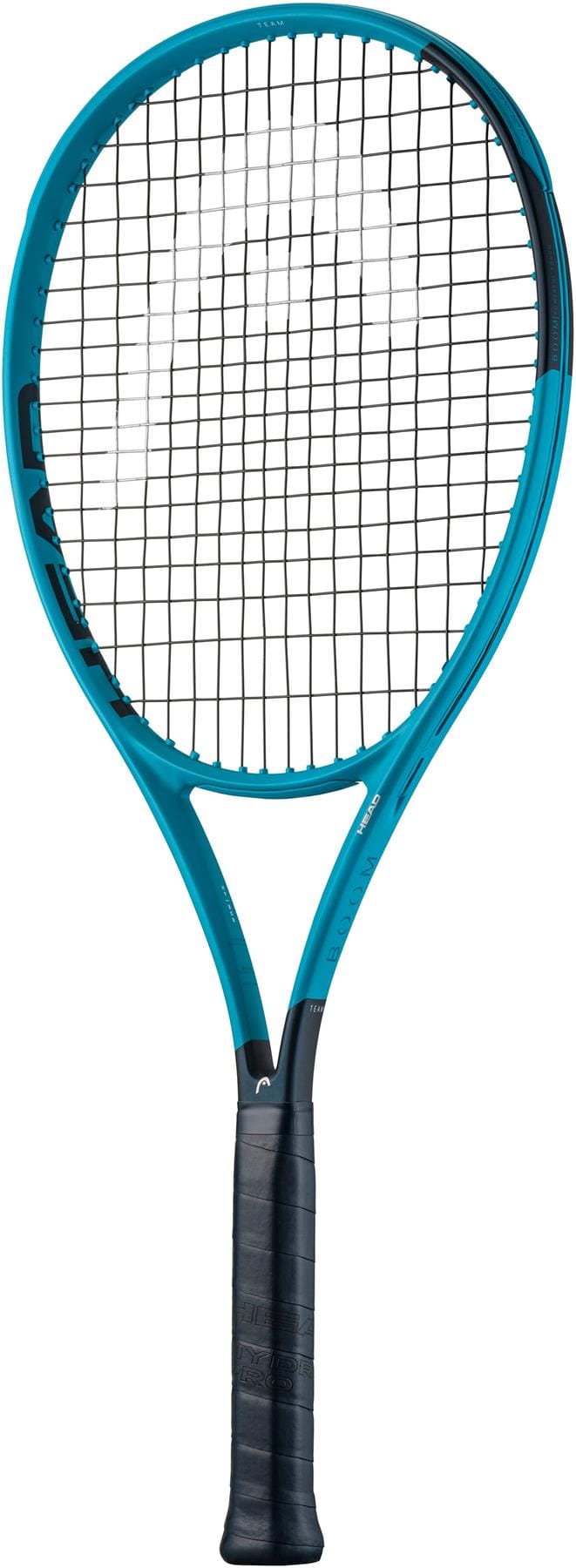 The HEAD Boom Team 2026 Tennis Racket in blue, featuring black strings and a black grip, is designed for power and performance—ideal for players seeking an edge on the court.