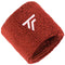 The Tecnifibre 2026 Tennis Wristband Sweatband 2 Pack in terracotta offers extended length, a white embroidered Tecnifibre logo, and is designed for comfort and extra shock absorption on court.