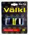 The packaging for the Volkl Pro Tac Replacement Tennis Grip - Black highlights a black grip with yellow branding and promotes its exceptional cushioning due to the polyurethane formula. The package includes Volkl logos along with the phrase "Replacement Grips" on a red label at the bottom.