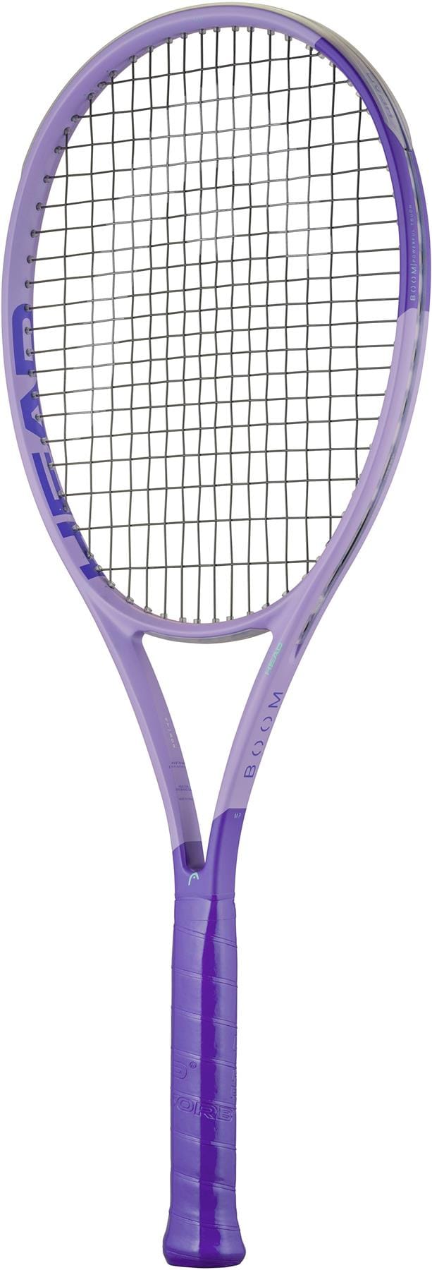 The HEAD Boom MP Alternate 2026 Tennis Racket features a purple frame, black strings, and a matching purple grip—shown on a white background—for explosive power on the court.