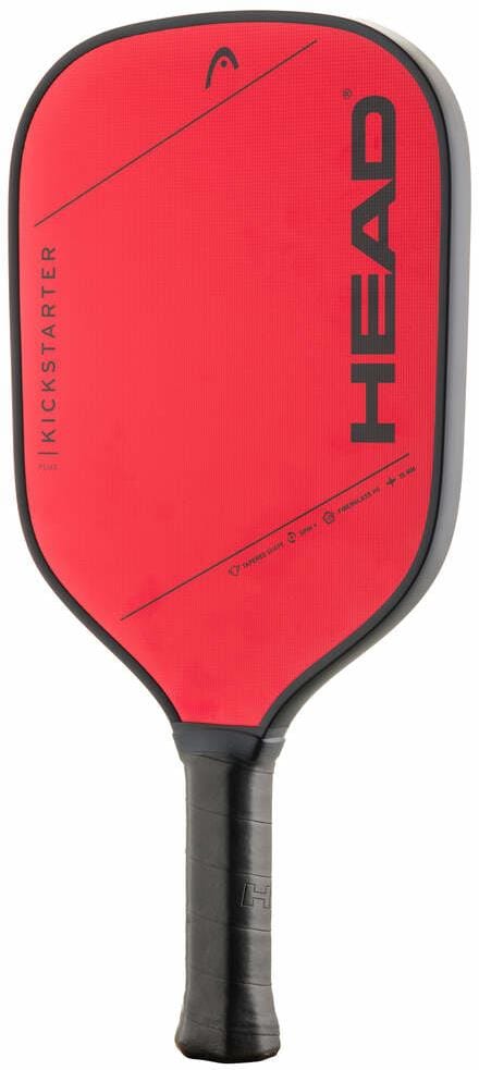 A HEAD Kickstarter Pickleball Paddle Pack paddle featuring a bold red face, black edge, and handle, with “HEAD” printed in bold black letters along the right side. Brand: HEAD.