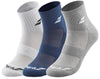 Babolat Quarter 3 Pack Tennis Socks - White / Blue / Grey