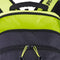 Close-up of the Babolat Kids Tennis Backpack in Metallic Grey and Fluo Yellow, featuring a black front compartment with bright yellow zipper pulls and a bold yellow top section with black straps—making it a stylish choice for young tennis players.
