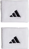 The adidas Small Tennis Wristband - White features the black three-stripe logo and is crafted from recycled materials, blending style and sustainability. Displayed simply, this accessory reflects adidas' commitment to eco-friendly sportswear.