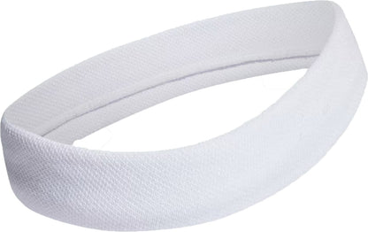 The adidas Tennis Headband - White, by adidas, is a soft, sweat-absorbing headband shown on a white background—perfect for staying dry during intense workouts.