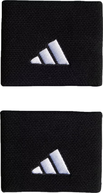 The adidas Small Tennis Wristband - Black features two sweat-absorbent wristbands with the white adidas logo, combining style and comfort for your tennis game.