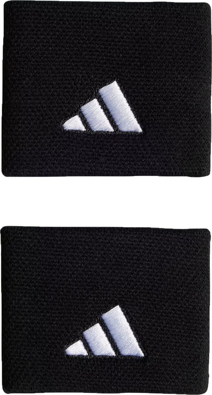 The adidas Small Tennis Wristband - Black features two sweat-absorbent wristbands with the white adidas logo, combining style and comfort for your tennis game.