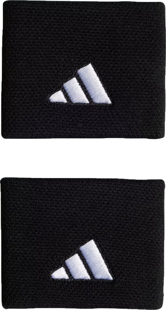 The adidas Small Tennis Wristband - Black features two sweat-absorbent wristbands with the white adidas logo, combining style and comfort for your tennis game.