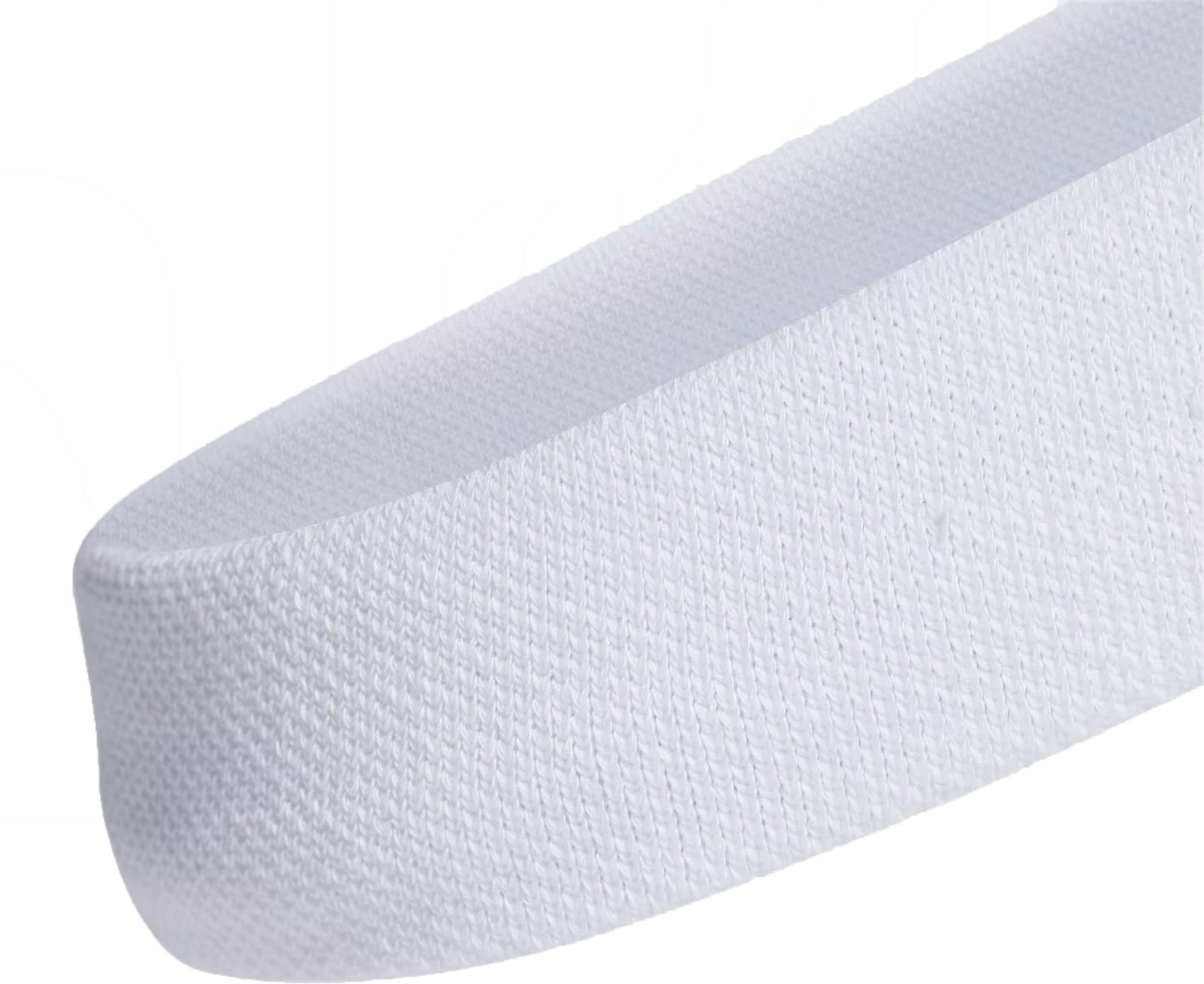 Close-up of the adidas Tennis Headband in white, featuring a textured surface and isolated on a white background.