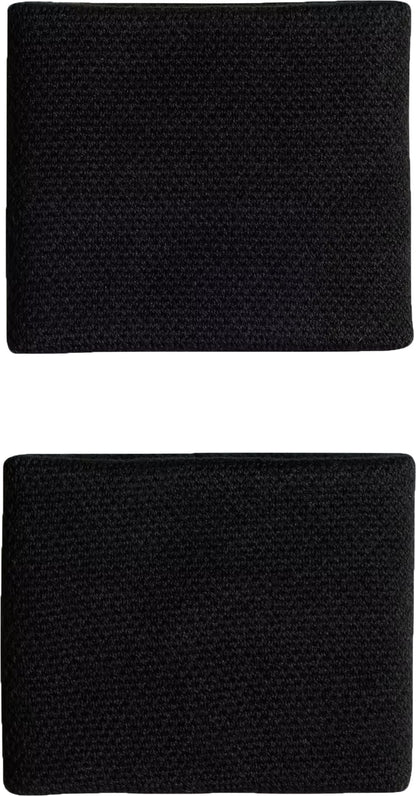 Two identical adidas Small Tennis Wristbands in black are shown on a white background, one above the other with a small gap between them.
