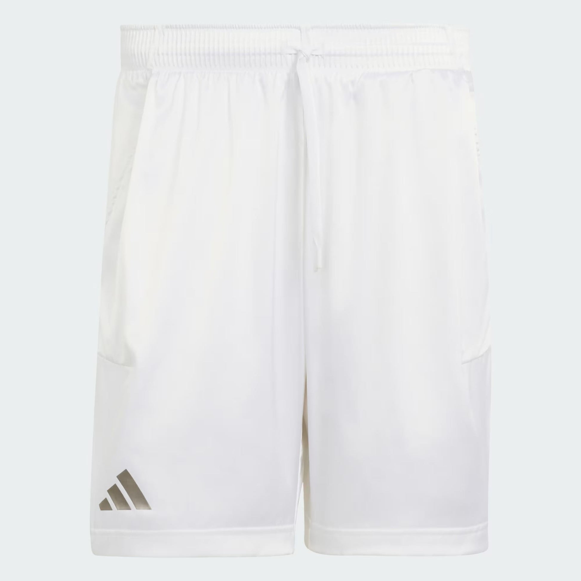 Introducing the adidas Climacool Ergo Pro Mens Tennis Shorts in White by adidas. These athletic shorts feature an elastic waistband with a drawstring, convenient side pockets, and a subtle adidas logo near the left hem. Crafted from stretch woven fabric for superior comfort and mobility, these tennis shorts boast a clean, ergonomic design—making them perfect for sports or casual wear.