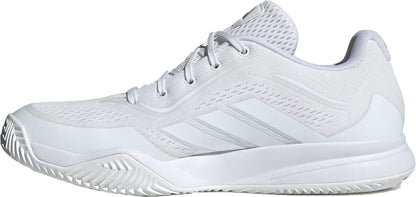 The adidas AvaFlash 2 Womens Tennis Shoes in Cloud White/Silver Metallic feature a mesh upper, synthetic overlays, lace-up closure, subtle stripes, padded collar for comfort, and a textured sole—perfect lightweight sneakers inspired by classic adidas style.