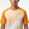 HEAD Performance Mens Tennis T-Shirt - XPBN in an orange and white vertical-line pattern with solid orange short sleeves.