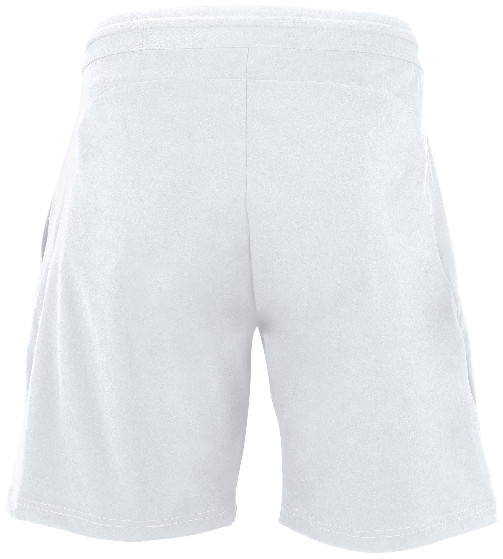 The Tecnifibre Men's Stretch Tennis Shorts in white feature a back view showcasing their elastic waistband. The fabric looks soft and comfortable, perfect for casual wear or sports activities, making them an ideal choice for your next tennis game.