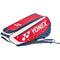 The Yonex 02326EX Expert 6 Piece Racket Bag combines white, navy, and red colors with eye-catching detailing and padded shoulder straps for comfort. Designed to carry tennis equipment, it boasts a sleek sporty design and includes a detachable laundry pouch for added convenience.