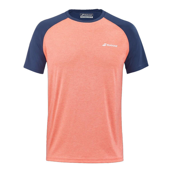 Babolat Mens Play Crew Neck Tennis T-Shirt - Fluo Strike / Estate Blue
