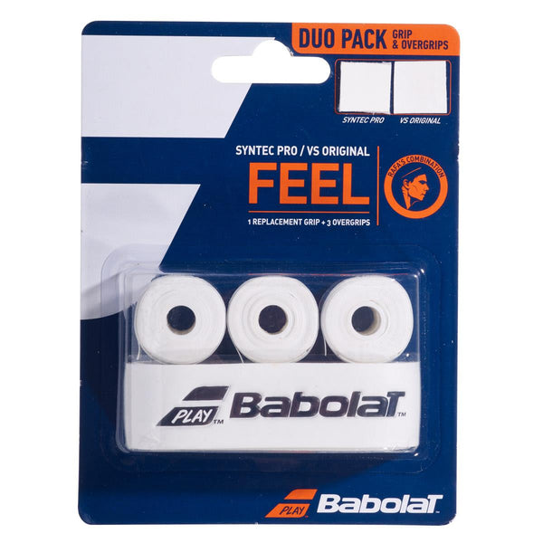 Babolat Syntec Pro X1 + VS Original X3 Tennis Grips Combo Pack - White