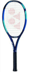 The Yonex EZONE 26 Tennis Racket in Sky Blue features a black handle and white strings, with the iconic Yonex logo in red prominently displayed on the stringbed. This all-graphite junior racket is enhanced with Vibration Dampening Mesh, offering exceptional performance on the court.