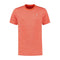 The K-Swiss Hypercourt Double Crew Men's T-Shirt in Spicy Orange features a heathered design with short sleeves and a subtle white logo on the left chest. Designed for optimal comfort, this shirt includes a round neckline with slightly darker orange trim, making it an ideal choice for those aiming for peak performance.