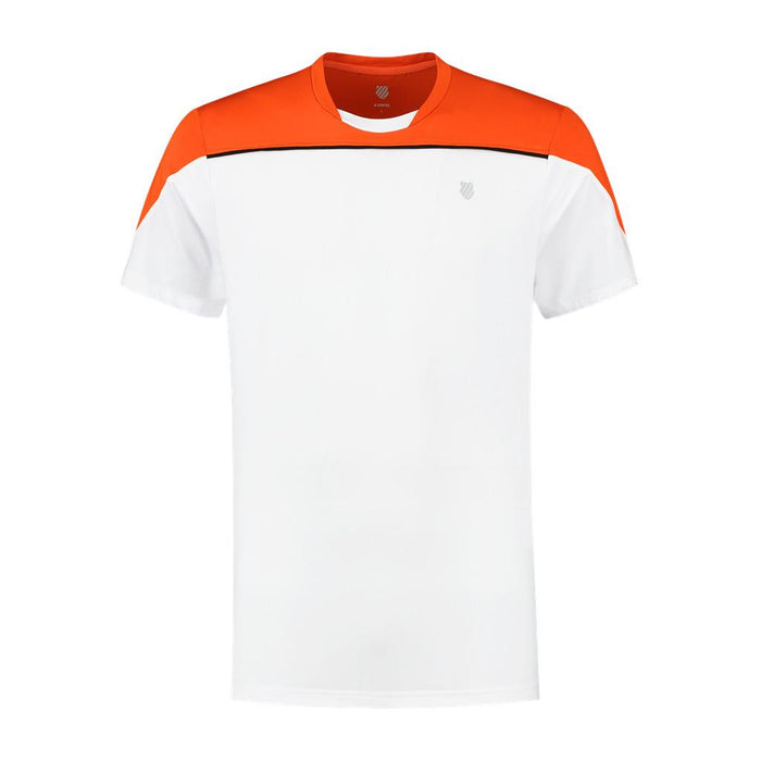 K-Swiss Hypercourt Block Crew Tee 3 Mens T-Shirt - White / Spicy Orange