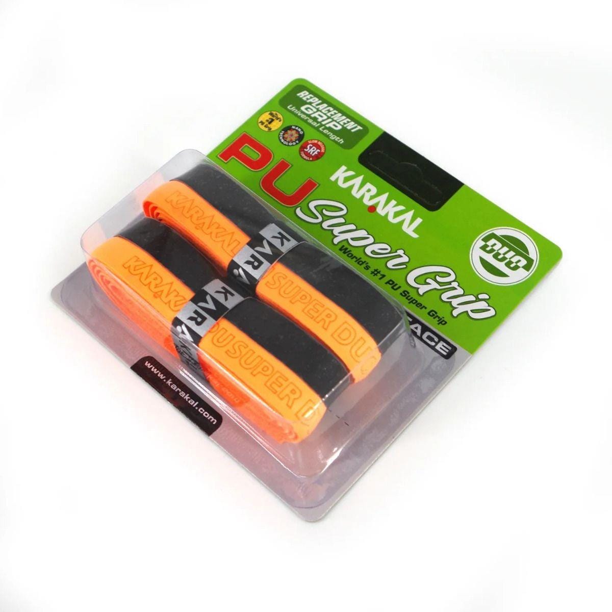 Introducing the Karakal PU Duo Super Grip Tennis Grip (2 Pack) in Black and Orange, renowned for its exceptional durability. Designed to endure the most demanding tasks, it's perfect for those who value quality and reliability in everyday sports accessories.