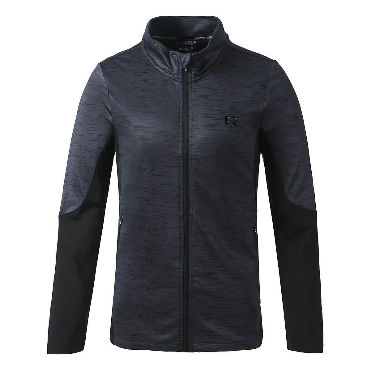 The FZ Forza Savoy Women's Jacket in black, from the renowned brand FZ Forza, features a discrete horizontal pattern and is designed with a high collar and convenient side pockets. Utilizing Dryforze technology, the "FZ Forza" logo is gracefully positioned near the collar and on the chest.
