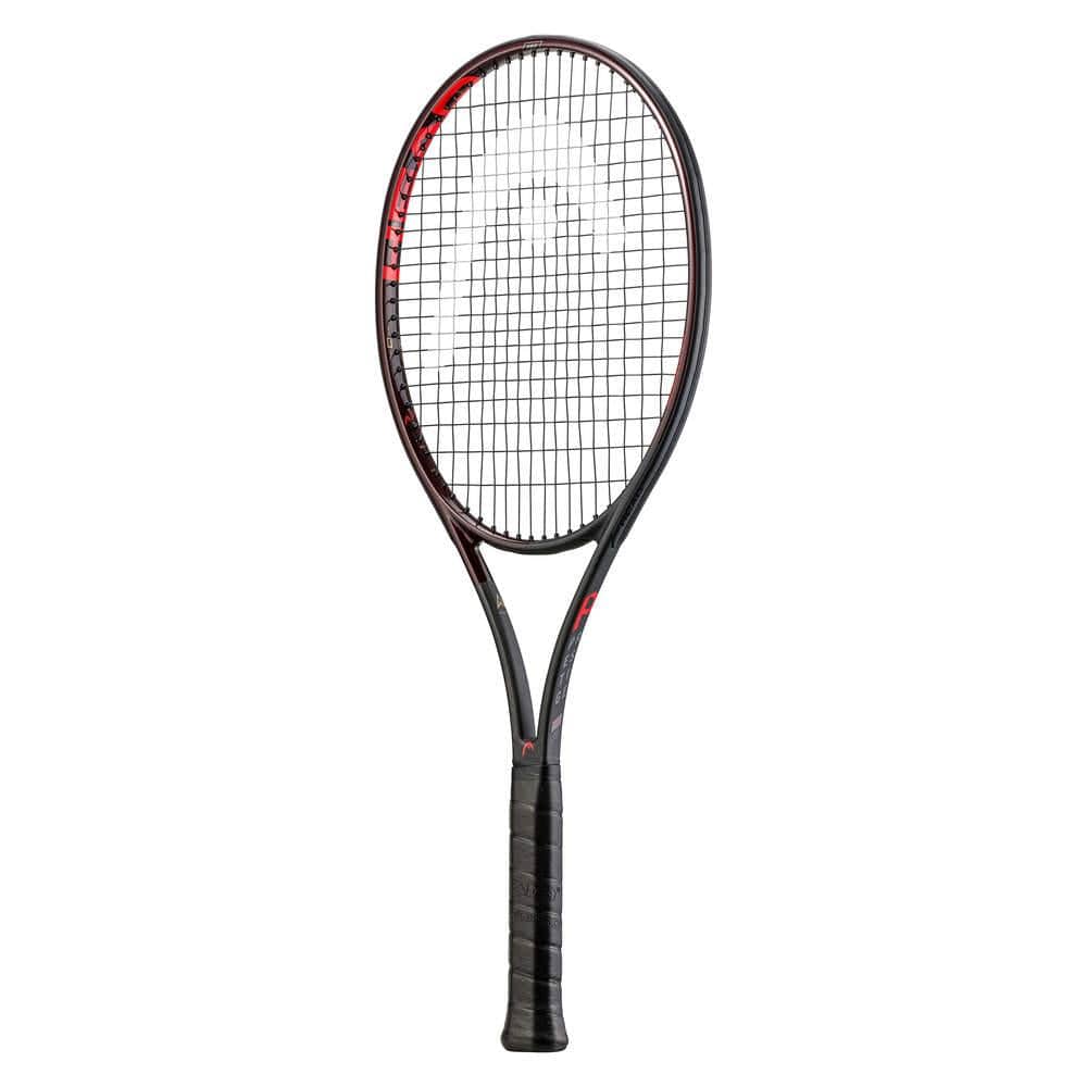 A black Wilson tennis racket with red details offers a wide head and comfortable grip. Its tightly woven strings are ready for play, with the brand name prominently displayed on the frame. Known for its reliability similar to HEAD Prestige Pro 2021 Tennis Racket - Black (Frame Only), it boasts auxetic construction for enhanced feel.