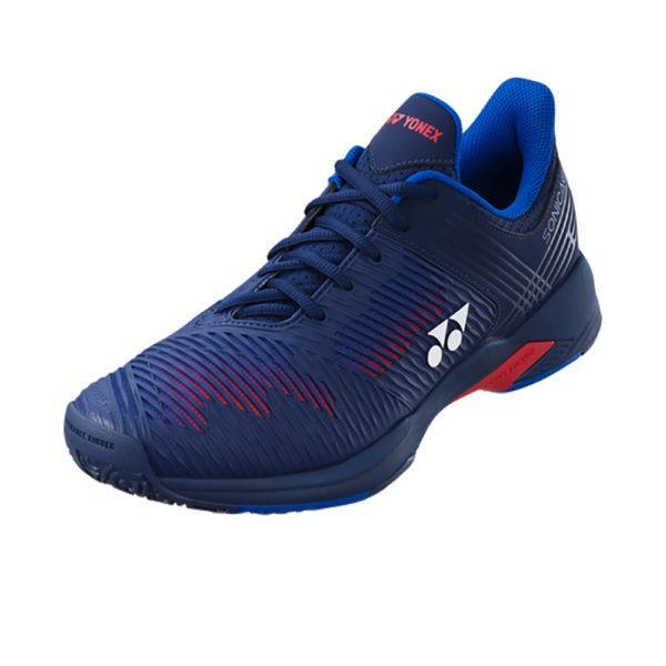 Yonex Power Cushion Sonicage 2 All Court Mens Wide Tennis Shoes - Navy / Red
