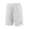 Introducing the Dunlop Performance Game Men's Tennis Shorts in white. These shorts feature an elastic waistband and a subtle logo on the left leg. Utilizing Dunlop Performance Game technology, they are made of lightweight, moisture-absorbing fabric, making them perfect for sports or casual wear.