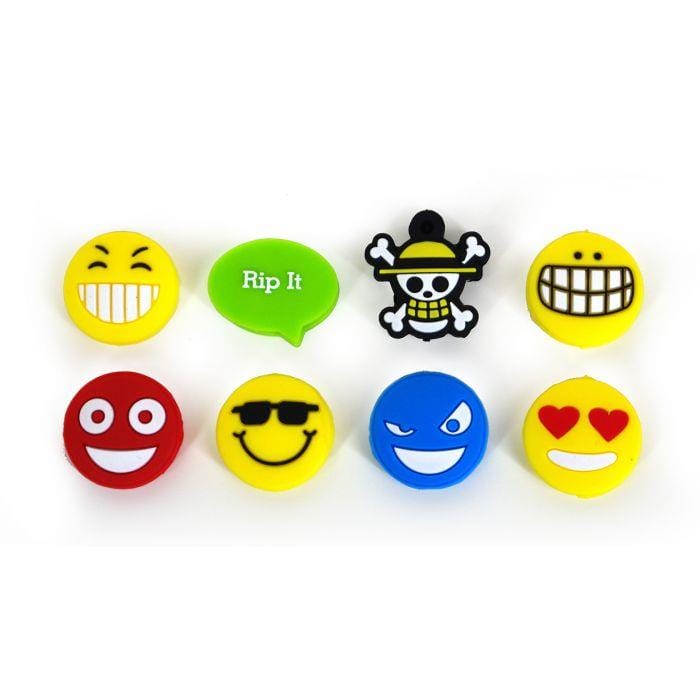 A collection of vibrant emoji and icon magnets on a white background features various styles, such as heart eyes from the Karakal Fun Dampener series by Karakal.