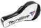 The Tecnifibre Tour Endurance RS 4R Tennis Racket Bag in white and black showcases a modern aesthetic with the brand's logo in blue and accented by red. It is designed for easy carrying with a handle and equipped with thermocollated zips to provide durability and secure storage.